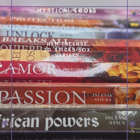 MYSTICAL TOOL:  Incense - 20 Sticks Box - Variety  from HEM Incense
