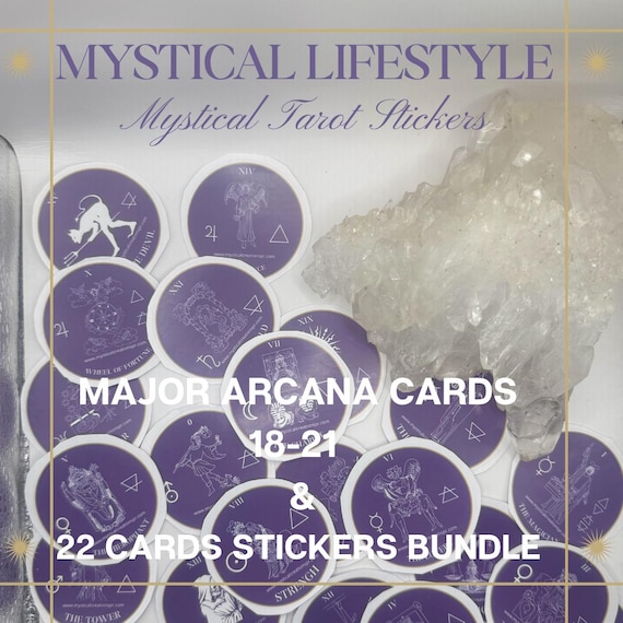 MYSTICAL LIFESTYLE:Mystical Tarot Stickers (Major Arcanas 18-21 and 22 Cards sticker Bundle)
