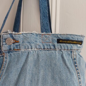 Denim Tote Bag Reworked from Denim Jacket Sleeves image 5