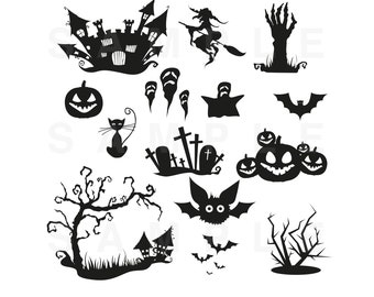 Paquete de Halloween SVG, Halloween Witch svg, Halloween Ghost svg, Halloween Vector, Halloween Silhouette, archivos svg de halloween, paquete de Halloween