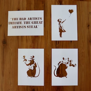 Banksy stencils - Fully handmade paper stencils for wall art, spray paint, home decor, painting, art & craft