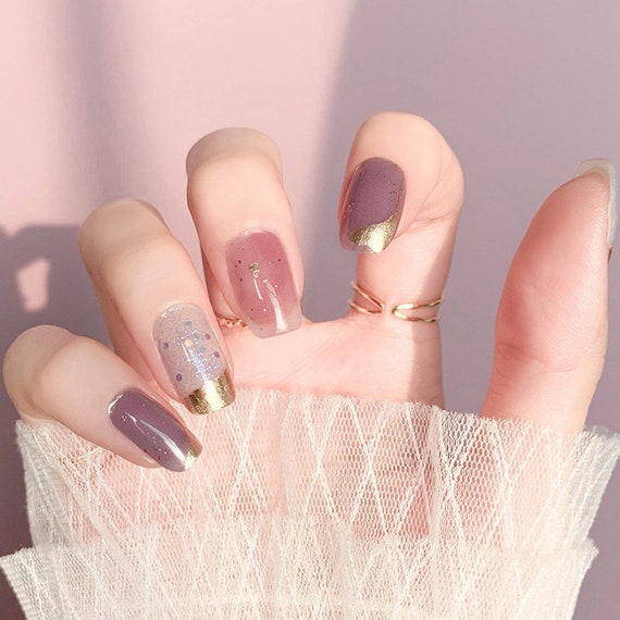 Purple Fairy Tale With Blue Glitter & Gold Specks Nail Wraps - Etsy Purple Fairy Tale With Blue Glitter & Gold Specks Nail Wraps - Etsy