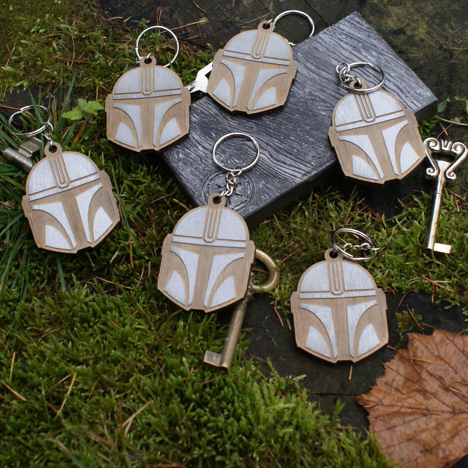 Mandalorian Helmet Key chain Key ring Lasercut Hand Etsy