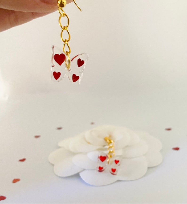 Heart Butterflies Dangling Earrings