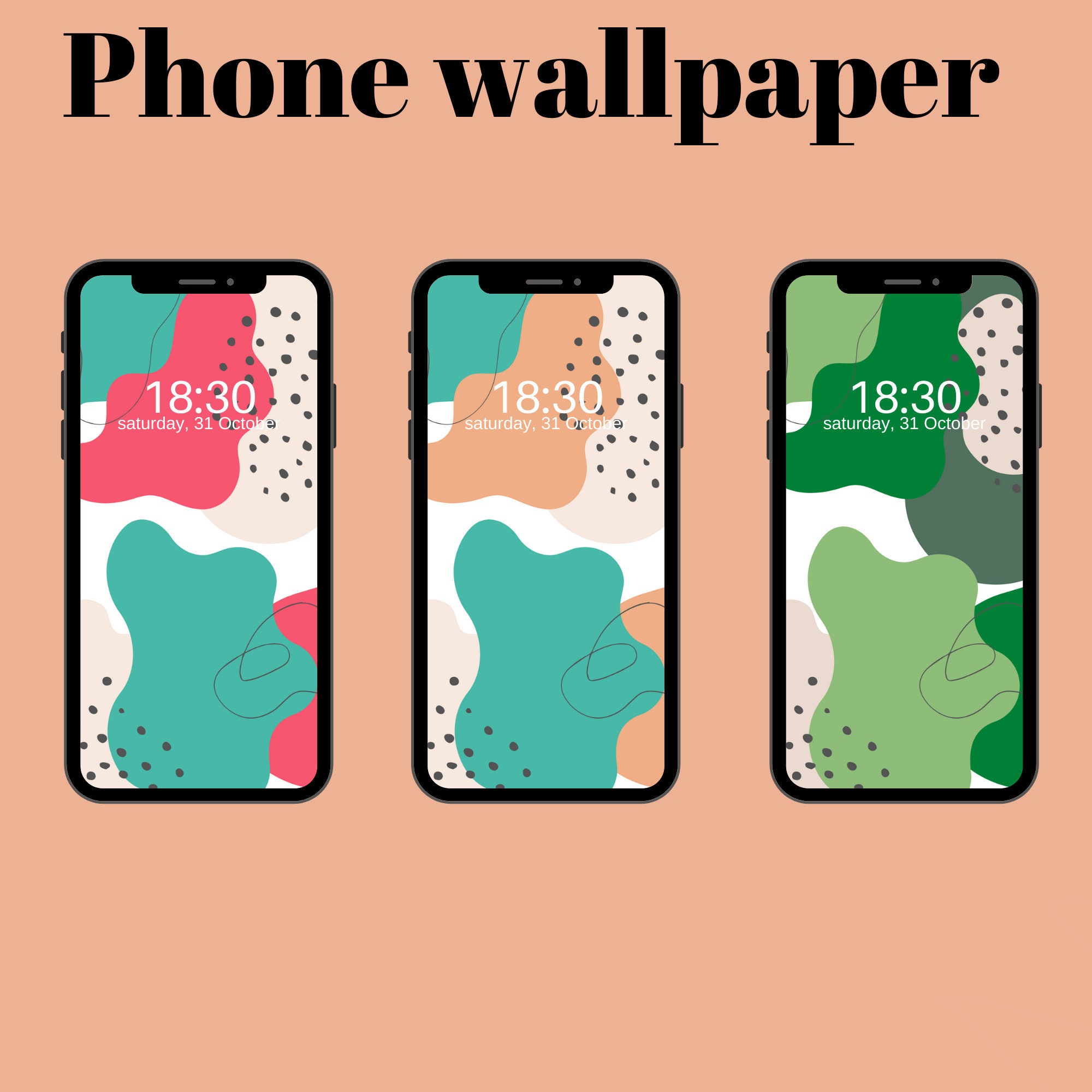 3 Aesthetic Phone Wallpapers Simple Colourful Minimalist | Etsy