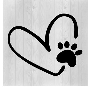 Heart Svg, Paw Svg, Heart Png, Paw Png, Dog Paw Svg, Pet Paw Svg, Love Svg, Paw in Heart Svg, Memorial Pet Svg, Cricut cut file, Vector File