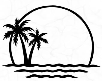 Palm Trees Svg, Beach Svg, Summer Svg, Beach Side Svg, Palm Trees Png, Dxf, Eps, Palm Tree Svg, Palm Tree on Beach Svg,Tropical Svg,Tree Svg