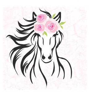 Cheval Svg, Fleurs Svg, Fleurs pastel Svg, Tête de cheval Svg, Animal Svg, Art du cheval, Poney Svg, Floral Svg, Pastel Svg, Dxf, Eps, Pony Png File