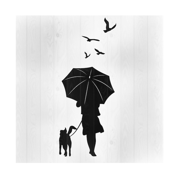 Dog Svg, Woman with dog svg, Umbrella Svg, Pet Loss Svg, Dog Loss Svg, Memorial Pet Svg, Scalable Vector, Cricut cut file,Dog Silhouette Svg