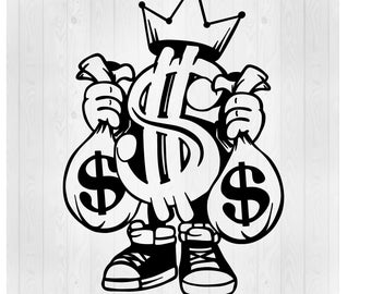 Worki z pieniędzmi SVG, Znak dolara SVG, Koszulka gangsterska SVG, Gangster SVG, Plik do cięcia Cricut, Plik wektorowy, Korona SVG, Superbohater SVG, Pieniądze SVG, DXF, EPS