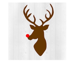 Reindeer SVG, Rudolph SVG, Christmas Svg, Reindeer Png, Rudolph Red Nose Svg, Cricut Cut File, Dxf,Eps,Christmas Decor, Deer Svg, Animal Svg
