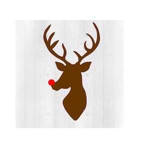Reindeer SVG, Rudolph SVG, Christmas Svg, Reindeer Png, Rudolph Red Nose Svg, Cricut Cut File, Dxf,Eps,Christmas Decor, Deer Svg, Animal Svg