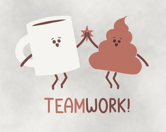Team Work SVG, Coffee SVG, Poop SVG, Poop Emoji Svg, Coffee Emoji Svg, Cartoon Svg, Coffee Png, Poop Png, Dxf, Eps, Team Work Decal, Cricut