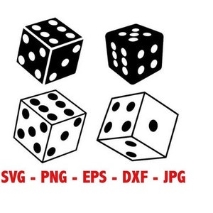 Dice SVG, Dice Instant Download, Black Dice SVG, White Dice SVG, Dice Jpg, Dice Png, Black and White Dice Svg, Dxf, Eps,Dice Cricut Svg File