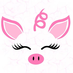 Cara de cerdo SVG, Piggy SVG, Pink Pig SVG, Pestañas svg, Cerdo png, Cerdo rosa png, Animal svg, Dxf, Eps, Camisa para niños svg, Dibujos animados svg, Camisa de cerdo svg