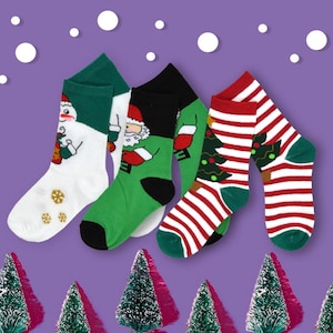 White Christmas 3 Pair Kids Socks | Christmas Socks for Kids | Festive Socks | Stocking Stuffers | Unique Gift Ideas | Gifts for Children |