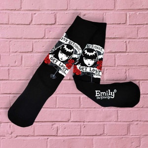 Emily the Strange, Get Lost Socks, Cute Goth Socks, Black Cat, Punk Socks, Fun Socks, Halloween Socks, Unique Gift Socks