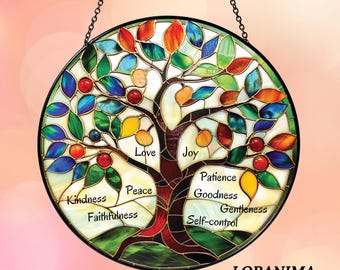 Fruit of the Spirit Suncatcher, Christian Scripture Art Gift, Bible Verse Decor