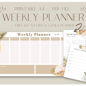 Printable Weekly Planner with FREE Goals & To Do List! | Coastal Bohemian Stationary |