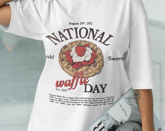 Waffle National Day Tee, Aesthetic Crewneck Shirt, Retro Style, Breakfast Club Graphic Tee, Y2k Shirt Aesthetic Unisex