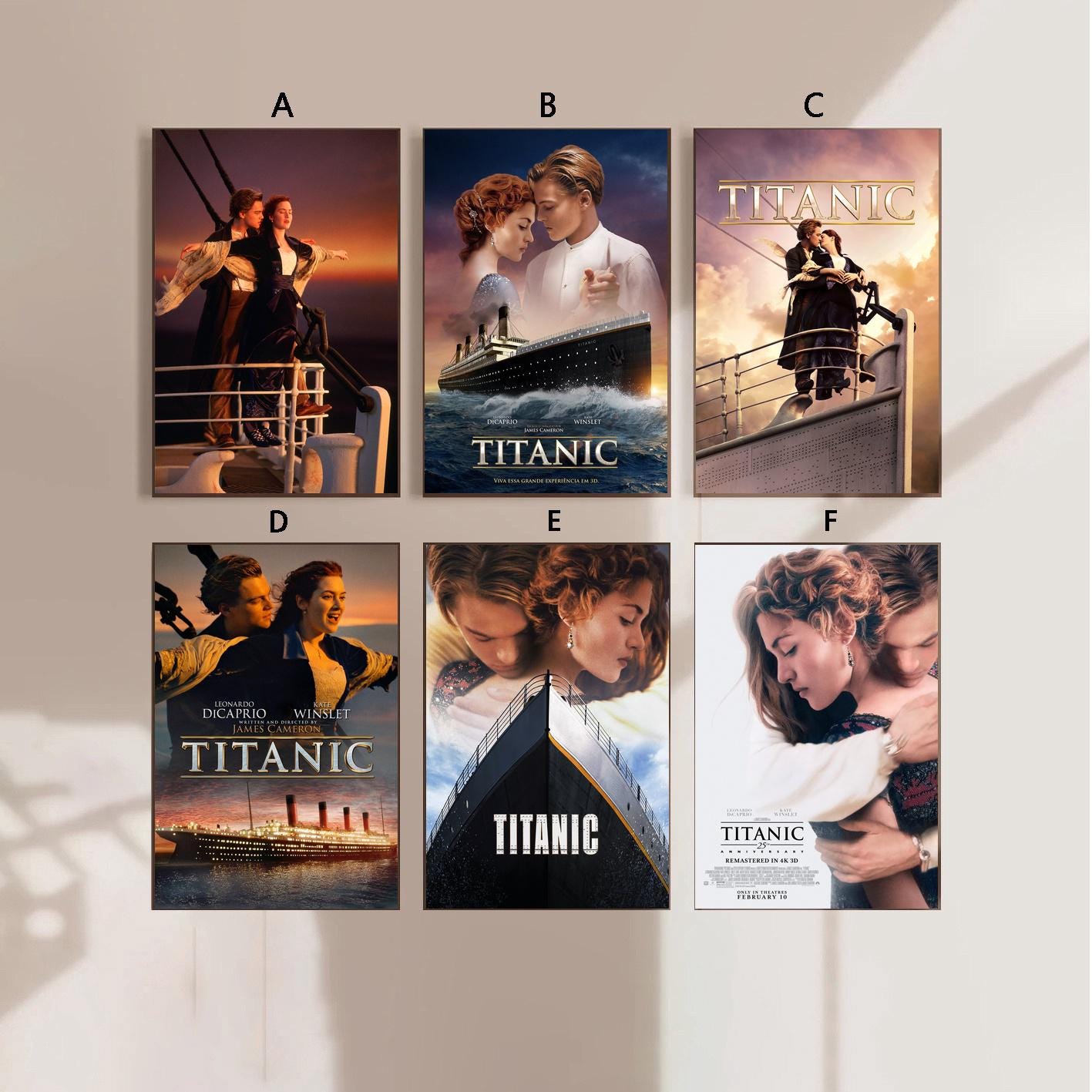 Titanic 1997  Movie Poster Canvas Poster bedroom art Without frame 8x12''12x18''16x24''24x36''multiple choice