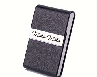 Estuche de tarjeta de visita de metal personalizado Grabado personalizado Regalos de negocios para él Regalo para papá Novio Hombres Hijo Doctor Amigo Oficina corporativa