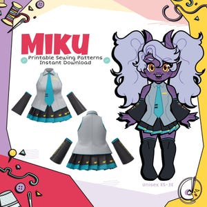 Hatsune Miku Vest, Skirt, Tie, and Armwarmer Cosplay Sewing Pattern Bundle (Digital Download)