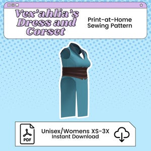 Vex&#39;ahlia&#39;s Dress and Corset Cosplay Pattern | Critical Role Legend of Vox Machina Inspired Printable Cosplay