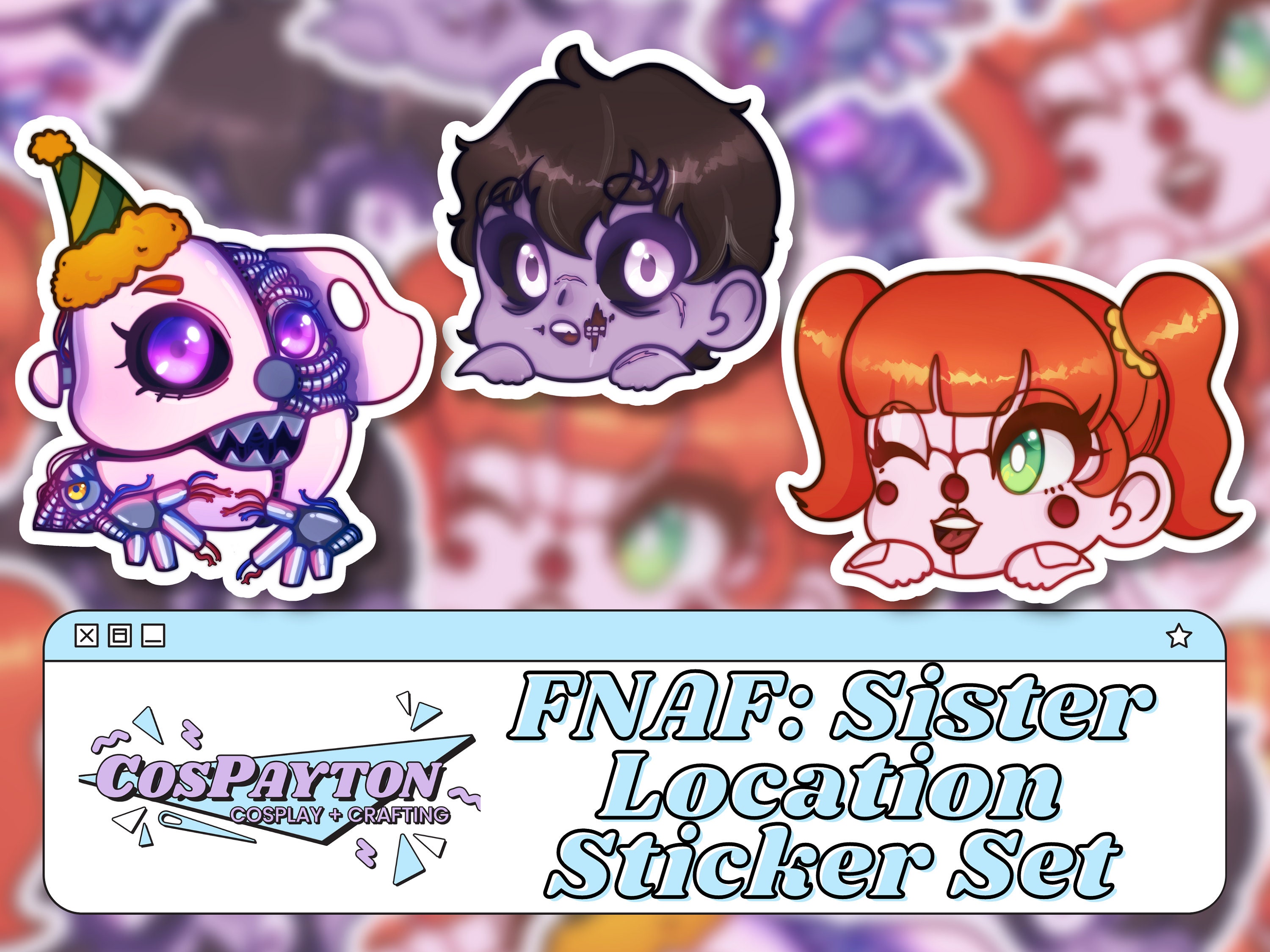 Cute Five Nights at Freddy's Stickers 4 Pack Stinkostudio 