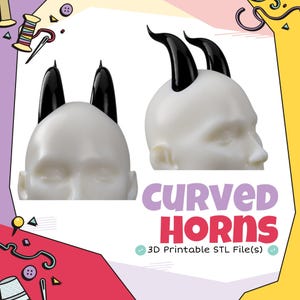 Curved Devil/Tiefling Horns Cosplay 3D Print STL (Digital Download)