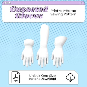Gusseted Glove Cosplay Schnittmuster | Lange, kurze und ausgestellte Manschettenoptionen | Druckbare Nähblock