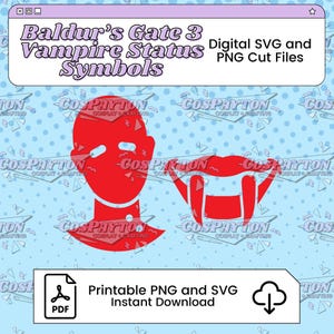 Vampire Bloodless and Happy Symbols Printable Template Inspired by Baldur&#39;s Gate 3 | PNG SVG Available