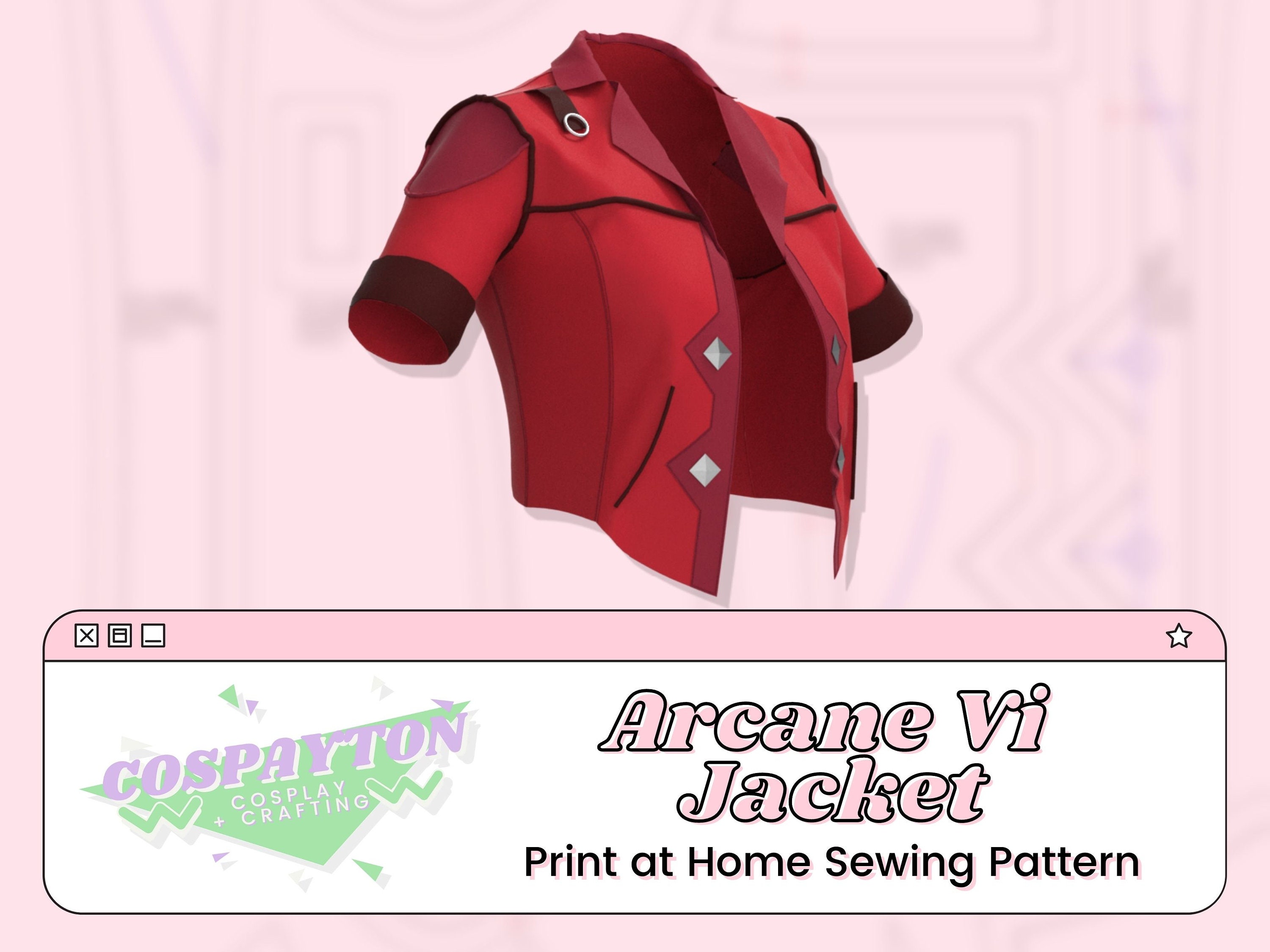 Vi Jacket PDF Cosplay Pattern Arcane Inspired Printable image