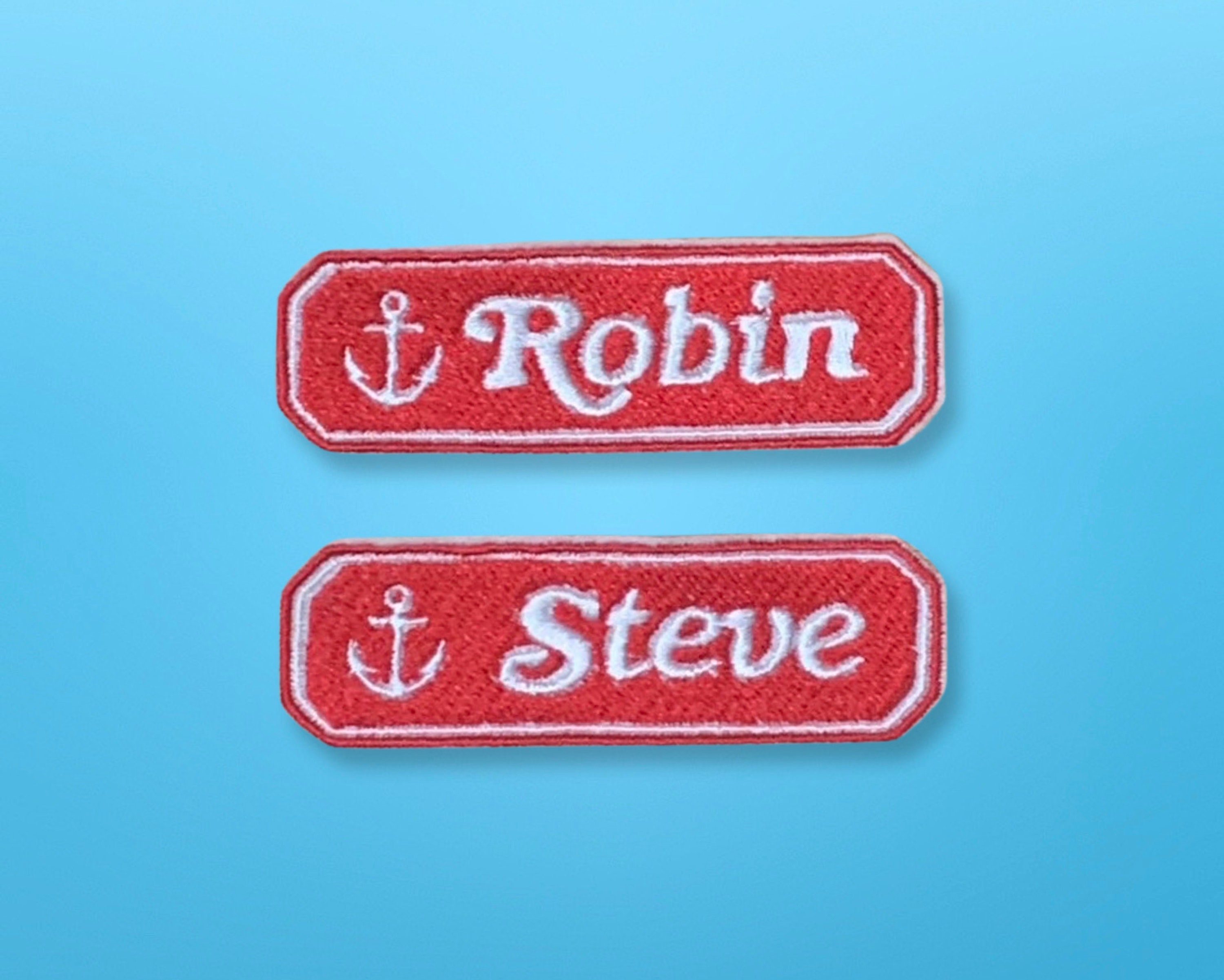 Black Iron-on Name Patch on Gray Background Vintage