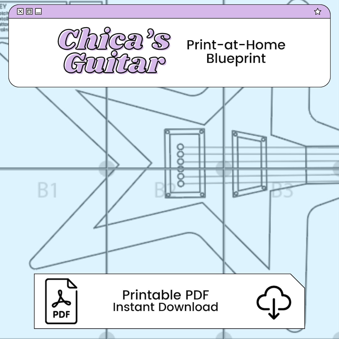 Chica's Guitar Printable Cosplay Blueprint | Inspired by Five Nights at ...