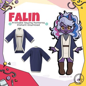Zestaw wykrojów do szycia na koszulkę, tunikę i kurtkę Falin Cosplay (do pobrania w wersji cyfrowej)