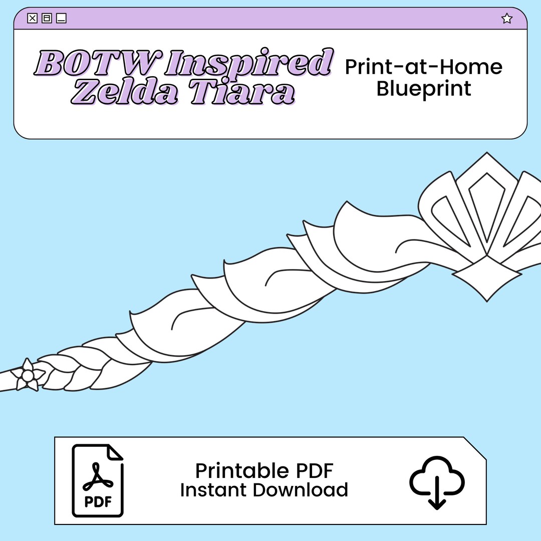 Zelda Tiara Printable Cosplay Blueprint Inspired by BOTW Etsy