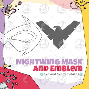 Pacchetto di modelli per cosplay di Nightwing: maschera e stemma sul petto (download digitale)
