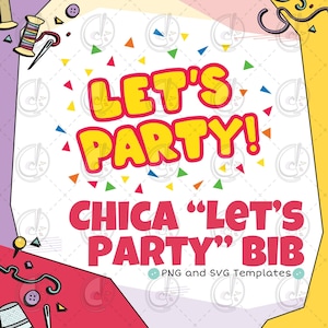 Chica "Let's Party" Cosplay-mall för haklapp (digital nedladdning)