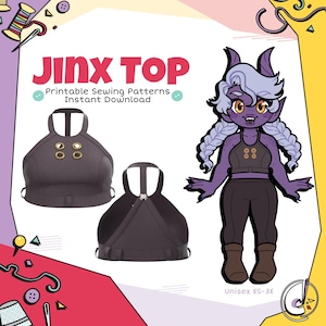 Patrón de costura para cosplay de top halter Jinx (descarga digital)