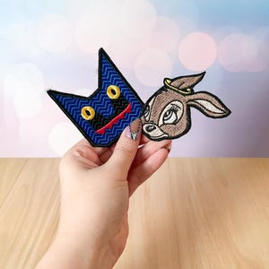 Michael Mell hoodiepatches konijn konijn en blauwe kat | Op Be More Chill geïnspireerde geborduurde Broadway-cosplay-patches