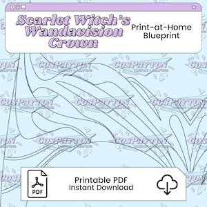 Scarlet Witch&#39;s Crown Cosplay Blueprint | Wandavision Inspired Printable PDF