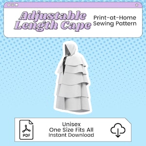 Adjustable Length Cape PDF Cosplay Pattern | Adjustable Length and Hood