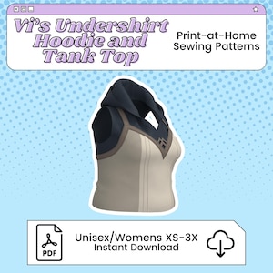 Vi Shirts Undershirt Hoodie and Tank Top PDF Cosplay Pattern | Arcane Inspired Printable Costume Pattern