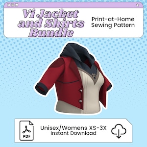 Vi Bundle Jacket, Hoodie, and Undershirt PDF Cosplay Pattern | Arcane Inspired Printable Costume Pattern