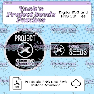 Vash's Project Seeds cosplaypatches afdrukbare sjabloon geïnspireerd door Trigun: Stampede | PNG-svg beschikbaar