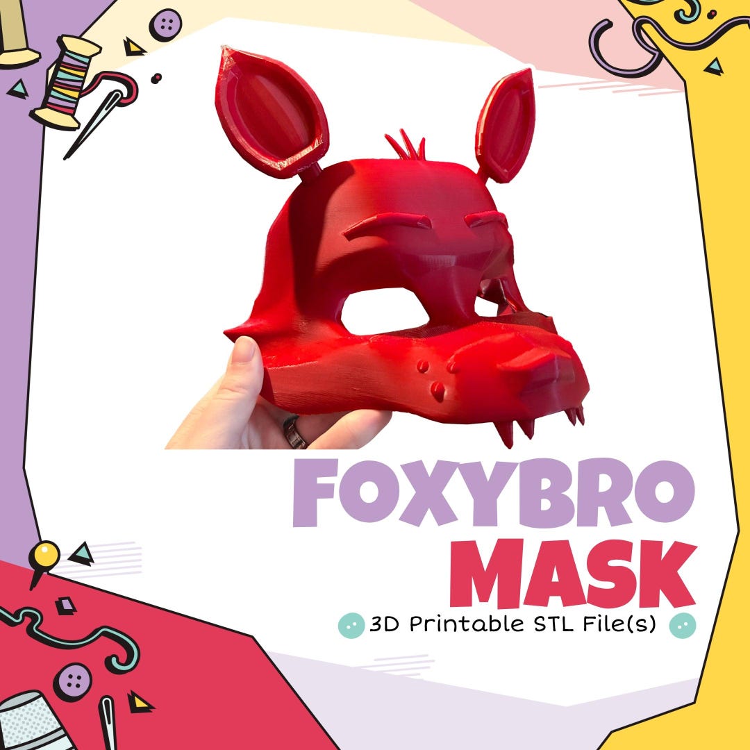 Fazbear Foxybro Mask Cosplay 3D Print STL (digital Download) - Etsy