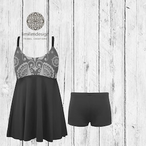 Boho Tribal Plisowana Sukienka Kąpielowa – 2-częściowy Zestaw Tankini