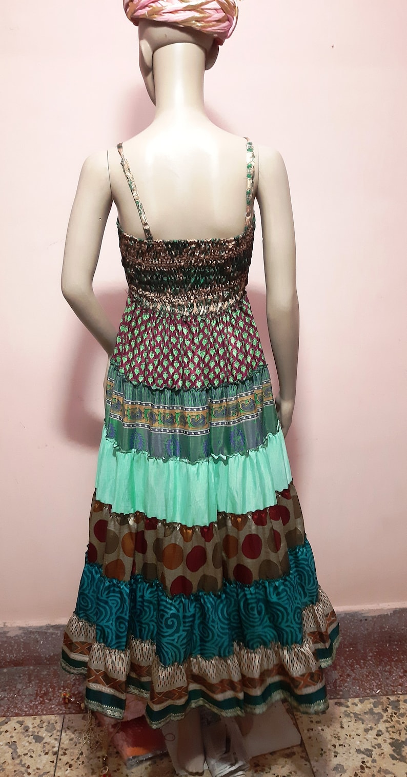 Indian Vintage Silk Long Skirt Women Wrap Bohemian Skirt Gypsy Hippie Boho Double Layer Upcycle Wrap Skirt