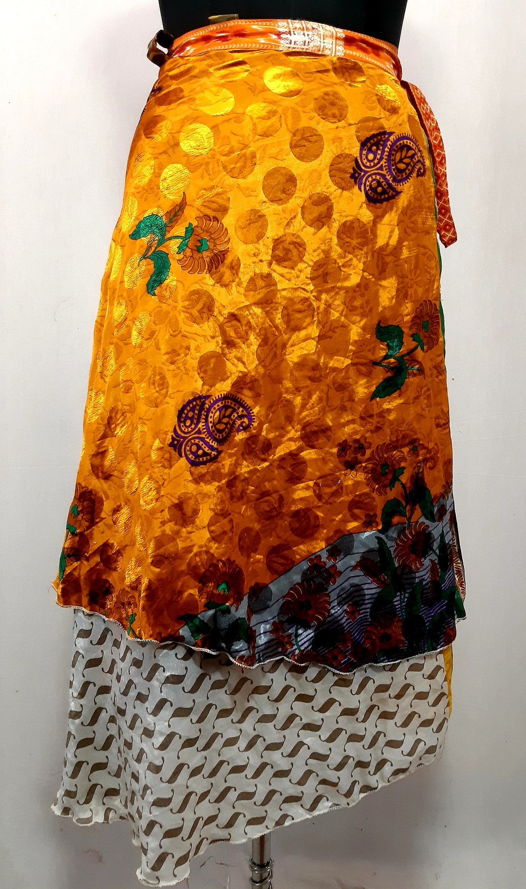 Sari Wrap Skirt Plus Ankle/silk Sari Wrap Long Skirt /vintage - Etsy